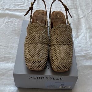 AEROSOLES Tan Woven Slingback Sandals